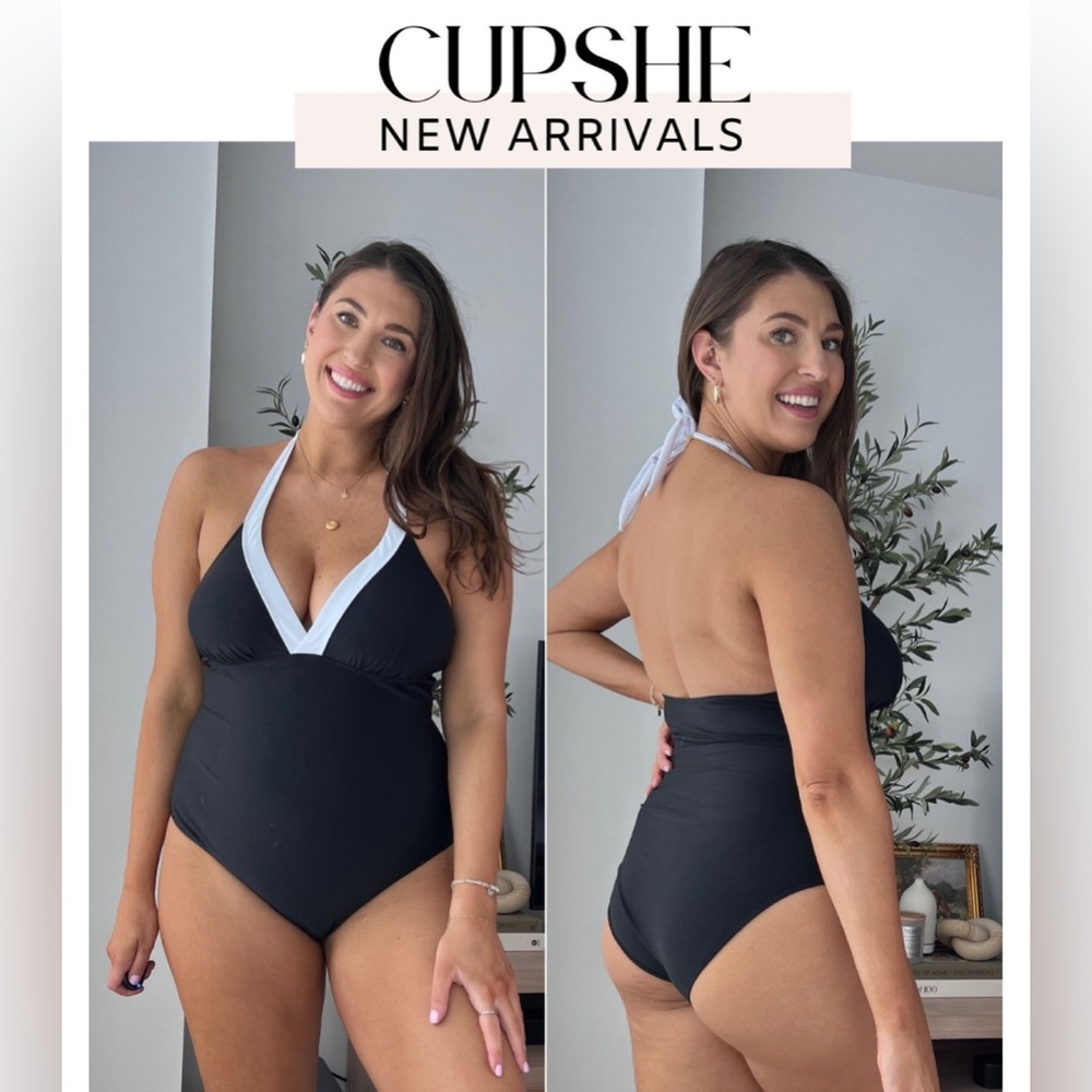 $49 NWT Cupshe Tummy Contouring Halter One Piece Swimsuit Med